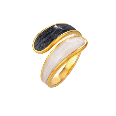 Minimalist Stainless Steel Enamel Open Ring For Women Gold Plated Geometric Irregular Adjustable Finger Ring Fashion Jewelry