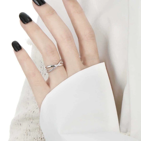 Minimalist Stainless Steel Twist Cross Open Ring For Women Adjustable Fashion Jewelry Gold Silver X-Shape Finger Ring Accessory