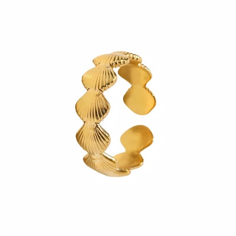 Minimalist Stainless Steel Scallop Shell Open Ring For Women Gold Silver Plated Adjustable Ocean Style Fashion Jewelry Finger Ring