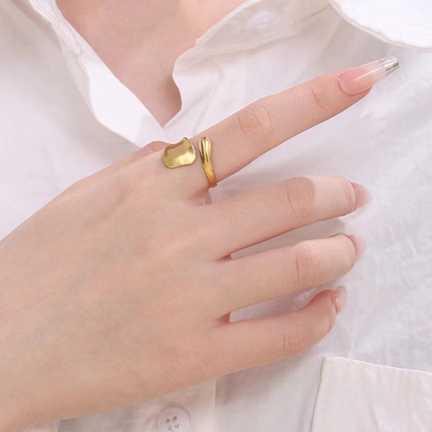 Minimalist Stainless Steel Open Ring For Women Geometric Adjustable Cold Style European Fashion Jewelry Finger Ring Gift