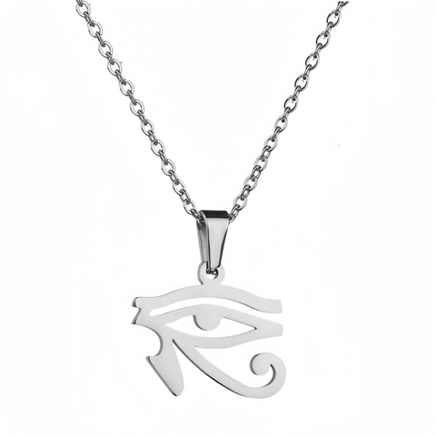 Vintage Ancient Egyptian Horus Eye Pendant Necklace Stainless Steel Eye Of Horus Protection Amulet Chain Necklace For Men Women