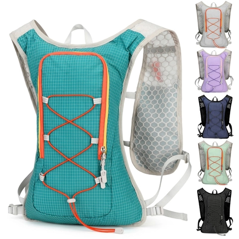 Lightweight Breathable Hydration Backpack For Running Cycling Hiking Tear Resistant Nylon Sports Daypack Reflective Design Unisex