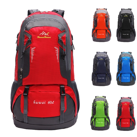 Sac À Dos De Randonnée Extérieur 60L En Nylon Imperméable Avec Bretelles Respirantes Et Plusieurs Compartiments Pour Homme Femme Voyage Sac De Sport