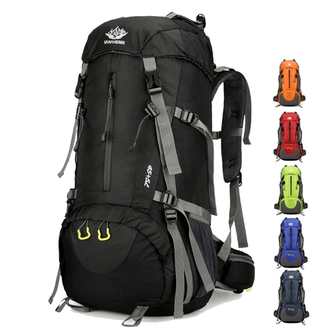 Sac à Dos de Randonnée de Grande Capacité Nylon Imperméable Professionnel Voyage Alpinisme Daypack Avec Housse de Pluie pour Homme Femme
