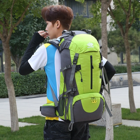 Professional Large Capacity Waterproof Nylon Outdoor Hiking Backpack Breathable Multi Pocket Travel Camping Daypack With Rain Cover For Men Women