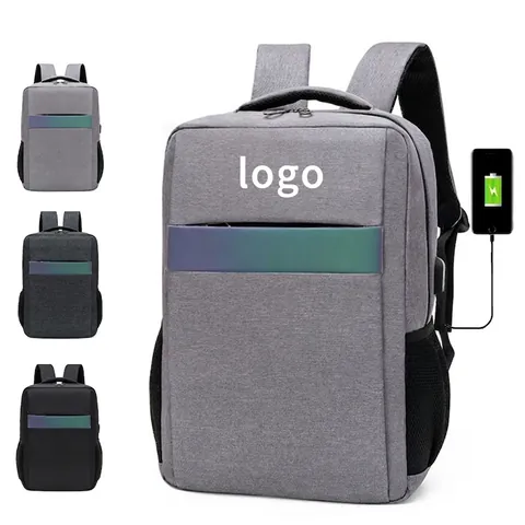 Mochila para Portátil de Negocios Impermeable Puerto de Carga USB Tira Reflectante Hombre Mujer Bolso de Viaje Profesional