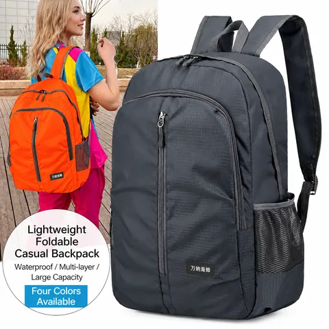 Lightweight Foldable Sports Backpack Water Repellent Oxford Cloth Outdoor Leisure Bag Large Capacity Daypack Men Women Travel