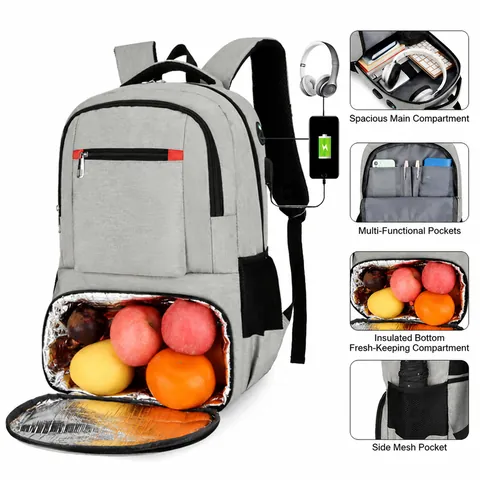Multi-functional Insulated Laptop Backpack Oxford Cloth Waterproof Bag With USB Charging Port For Picnic Travel Delivery Men Women