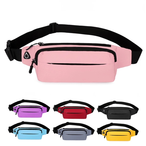 Unisex Oxford Cloth Sport Waist Bag Multi Pocket Chest Bag With Headphone Hole For Running Hiking Outdoor Travel Fanny Pack
