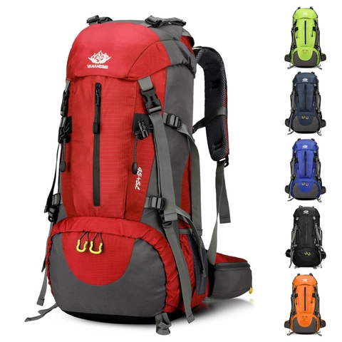Professional Large Capacity Waterproof Nylon Outdoor Hiking Backpack Breathable Multi Pocket Travel Camping Daypack With Rain Cover For Men Women
