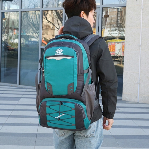 Professional Large Capacity Outdoor Hiking Backpack Water Repellent Nylon Trekking Bag With Reflective Strips Breathable Back System Multi Compartment Travel Daypack For Men Women