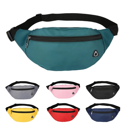 Fashion Nylon Waist Bag Large Capacity Unisex Chest Bag With Headphone Hole Casual Outdoor Sport Fanny Pack Travel Bag