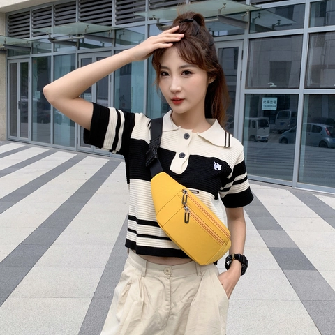 Casual Oxford Cloth Waist Bag Multi Compartment Water Repellent Chest Bag Crossbody Fanny Pack For Travel Sports Running Unisex