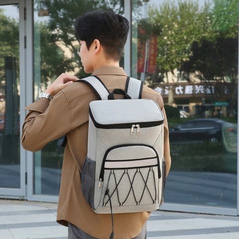 Large Capacity Insulated Backpack Picnic Bag Oxford Cloth Waterproof Cooler Bag With Reflective Strip For Outdoor Camping Hiking Travel