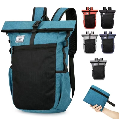 Leichter Faltbarer Outdoor Wanderrucksack Für Herren Damen Wasserabweisender Roll Top Reise Daypack Mit Netztasche Casual Tasche