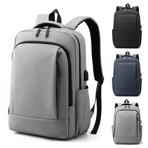 Mochila para Portátil de Negocios Minimalista Tela Oxford Impermeable Con Puerto de Carga USB para Hombre Mujer Viaje Diario