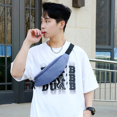 Fashion Waterproof Nylon Waist Bag For Women Men Running Sports Chest Bag With Headphone Hole Adjustable Belt Fanny Pack