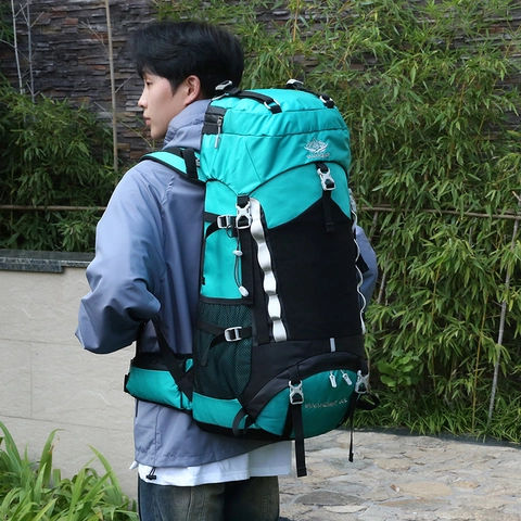 Professional Large Capacity Hiking Backpack Waterproof Nylon Trekking Rucksack Including Rain Cover For Men Women Camping Travel