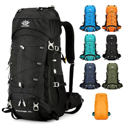 Professional Large Capacity Hiking Backpack Waterproof Nylon Outdoor Sport Travel Daypack Trekking Rucksack With Rain Cover