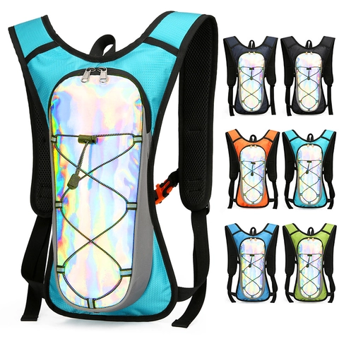 Outdoor Sports Cycling Backpack Lightweight Waterproof Running Hiking Hydration Pack With Reflective Holographic Bungee Cord