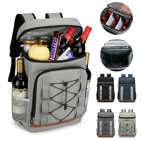Large Capacity Insulated Backpack Leakproof Cooler Bag Oxford Cloth Thermal Picnic Bag For Outdoor Camping Hiking Food Drinks