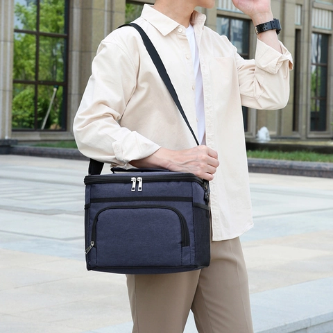 Large Insulated Lunch Bag Oxford Cloth Portable Picnic Bag Waterproof Thermal Cooler Tote With Adjustable Strap For Work Travel