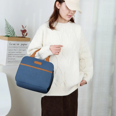 Bolsa de Almuerzo Térmica Portátil Tela Oxford Bolsa Nevera Con Bolsillo Lateral de Malla Bolsa Bento para Trabajo Picnic