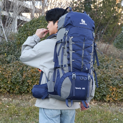 Large Capacity Outdoor Hiking Backpack Waterproof Nylon Multi Functional Travel Camping Trekking Rucksack For Men Women