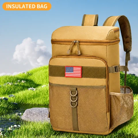 Tactical Insulated Backpack Large Capacity Leakproof Cooler Bag For Hiking Camping Picnic Outdoor Splashproof Nylon Backpack For Men Women