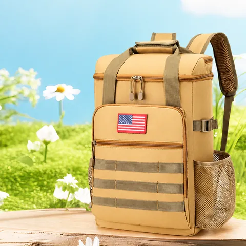 Large Capacity Tactical Outdoor Insulation Backpack Leakproof Cooler Bag For Hiking Camping Picnic Water Repellent Nylon