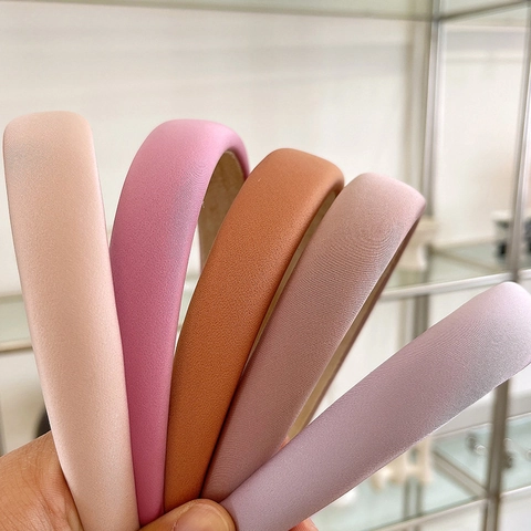 Koreanischer Stil Süßigkeitenfarbe Gepolstertes Stirnband Für Damen Vintage Breit Einfarbig Satin Stoff Haarband Rutschfest Mode Haarschmuck