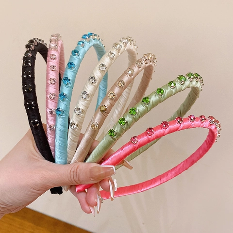 Diadema de Strass Vintage para Mujer Diadema Envuelta en Satén Estilo Barroco Retro Boda Fiesta Moda Accesorios para el Cabello