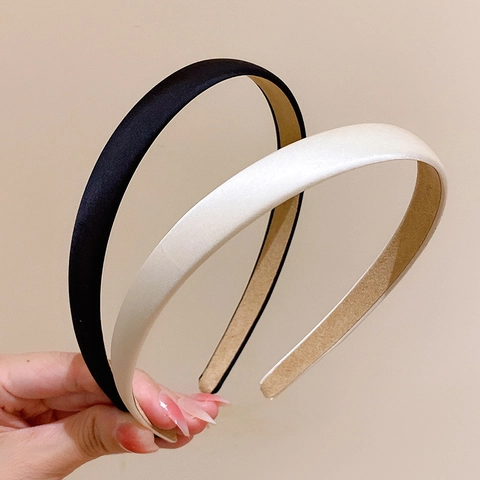 Diadema Delgada de Satén Elegante para Mujer Color Sólido Minimalista Aro para el Cabello Antideslizante Accesorios de Sombrerería Diarios