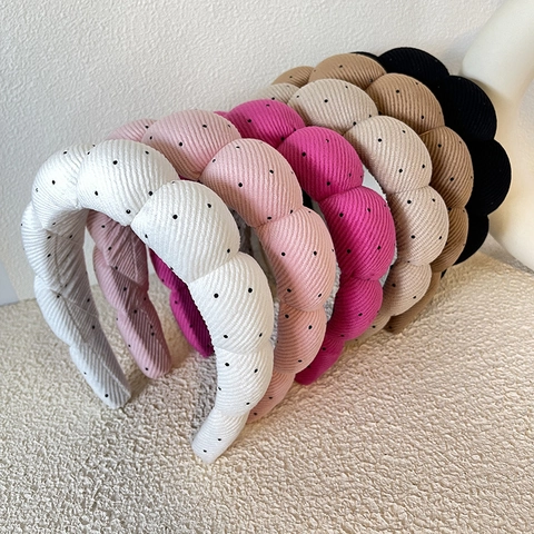Damen Gepolstertes Blasen-Haarband Cord Punktmuster Wolke Form Schwamm Haarreif Für Gesicht Waschen Make-up Haarschmuck