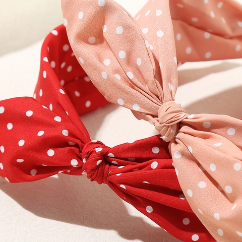 Cerchietto con Fiocco a Pois Carino per Donna Fascia per Capelli in Tessuto con Orecchie di Coniglio Stile Retro Coreano Accessori per Capelli