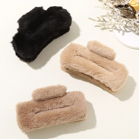 Pinze per Capelli in Peluche Vintage per Donna Grandi Mollette in Ecopelliccia Accessori per Capelli Morbidi Invernali