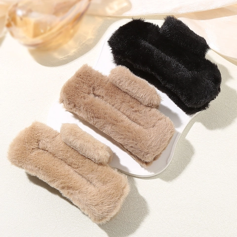 Pinze per Capelli in Peluche Vintage per Donna Grandi Mollette in Ecopelliccia Accessori per Capelli Morbidi Invernali