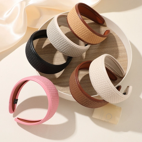 Vintage Geflochtenes PU Leder Breites Stirnband Für Damen Retro Gewebter Haarreif Mode Haarschmuck Für Den Alltag Geschenk