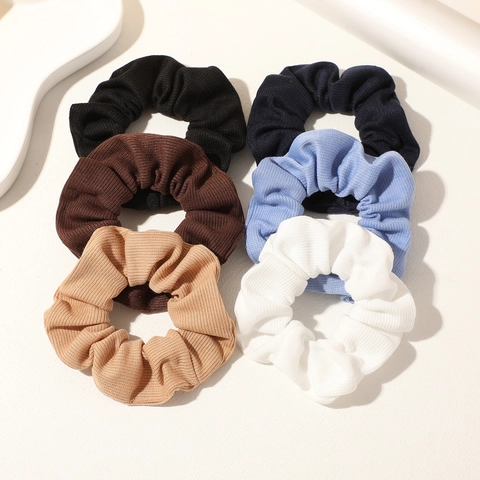 Ribbed Knitted Scrunchies For Women Solid Color Striped Elastic Hair Ties Soft Ponytail Holders Fresh Sweet Hair Accessories