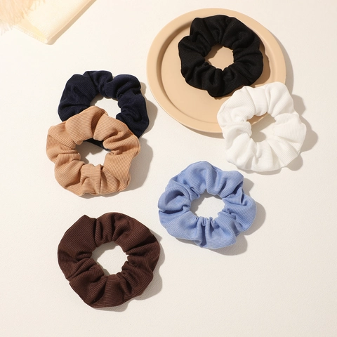 Ribbed Knitted Scrunchies For Women Solid Color Striped Elastic Hair Ties Soft Ponytail Holders Fresh Sweet Hair Accessories
