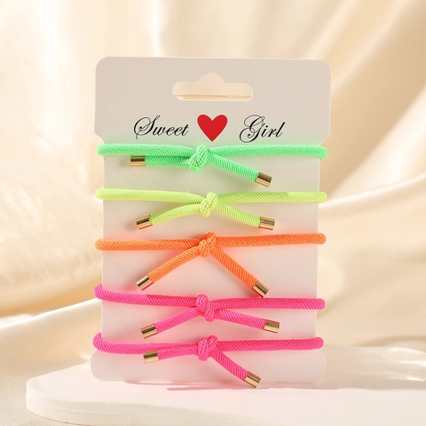 Neon Bonbonfarben Haarschmuck Set Satin Stirnband Netz Scrunchies Elastisches Haarseil Für Damen Mädchen Täglich Sport Styling