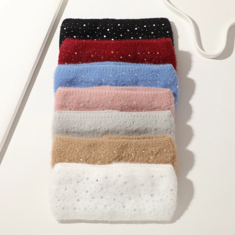 Eleganter Kunstmink Pelz Strass Stirnband Plüsch Gestricktes Haarband Haarklammer Weich Warm Kopfschmuck Für Damen Mode