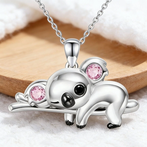 Conjunto de Joyas Collar Colgante Pendientes Koala Dibujos Animados Strass Rosa Aleación Plateado Animal Para Mujer Fiesta