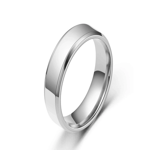 Minimalist Stainless Steel Beveled Edge Ring High Polished Mirror Band Ring For Men Women Couple Fashion Jewelry Gold Black Silver Gift