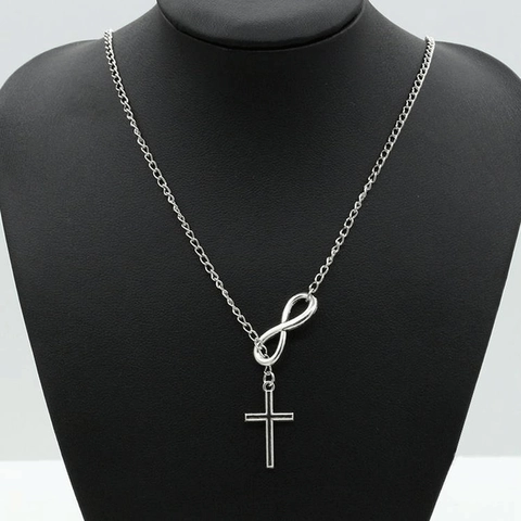Fashion Infinity Symbol Cross Pendant Necklace Alloy Electroplated Choker Jewelry For Women Daily Wear Party Wedding