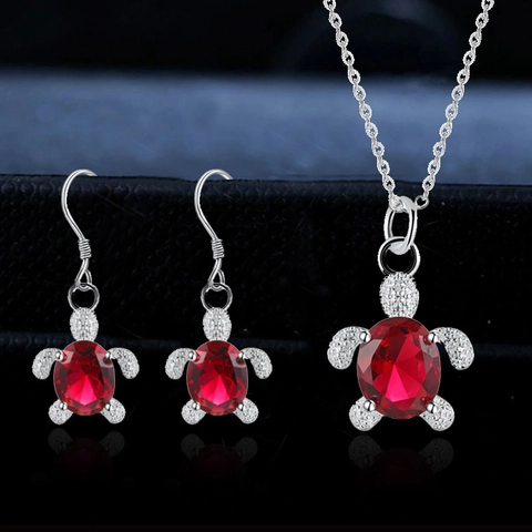Fashion Sea Turtle Jewelry Set For Women Alloy Artificial Crystal Pendant Necklace Hook Earrings Ocean Animal Style Jewelry