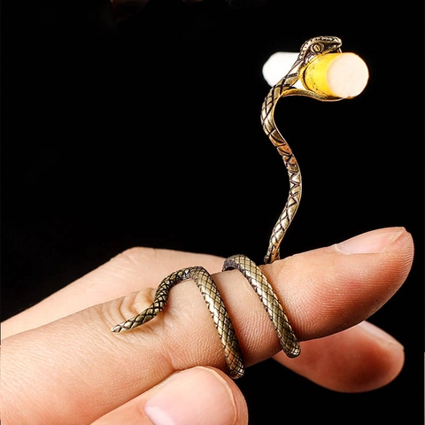 Vintage Legierung Schlange Zigarettenhalter Ring Für Damen Herren Verstellbarer Fingerring Punk Gothic Schlauch Rauchen Zubehör