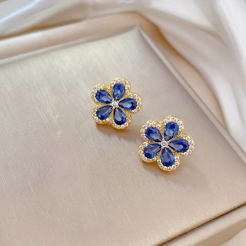 Ensemble de Bijoux Fleur Elégant pour Femmes Alliage Strass Pendentif Fleur de Cerisier Collier Boucles d'Oreilles Bijoux