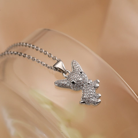 Cute Dog Pendant Necklace For Women Alloy Rhinestone Chihuahua Doggy Charm Necklace Christmas Birthday Party Jewelry Gift