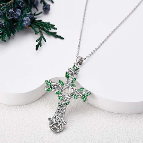 Vintage Tree Of Life Cross Necklace And Earrings Alloy Enamel Celtic Knot Pendant Jewelry For Women Hollow Design Accessory Gift